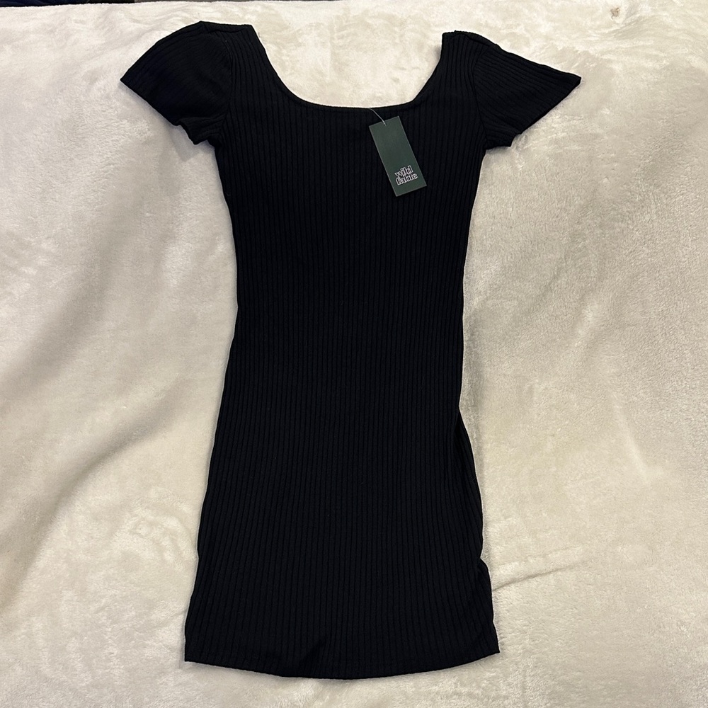 Wild Fable Black Ribbed Mini Dress